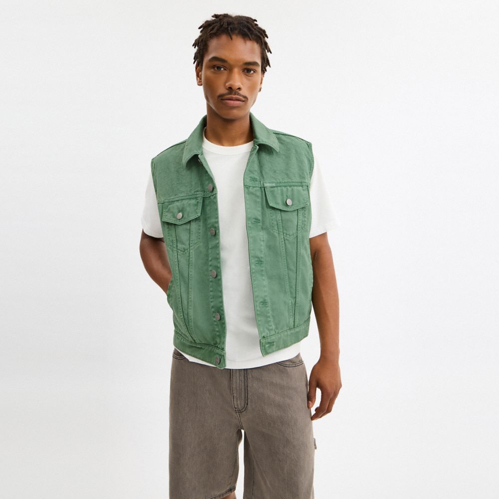 COACH®,Denim Vest,,Scale View