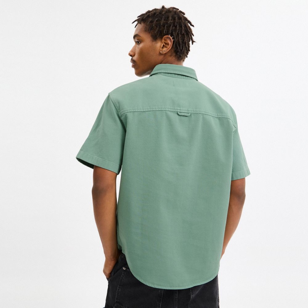 COACH®,Short Sleeve Relaxed Denim Shirt,,Scale View