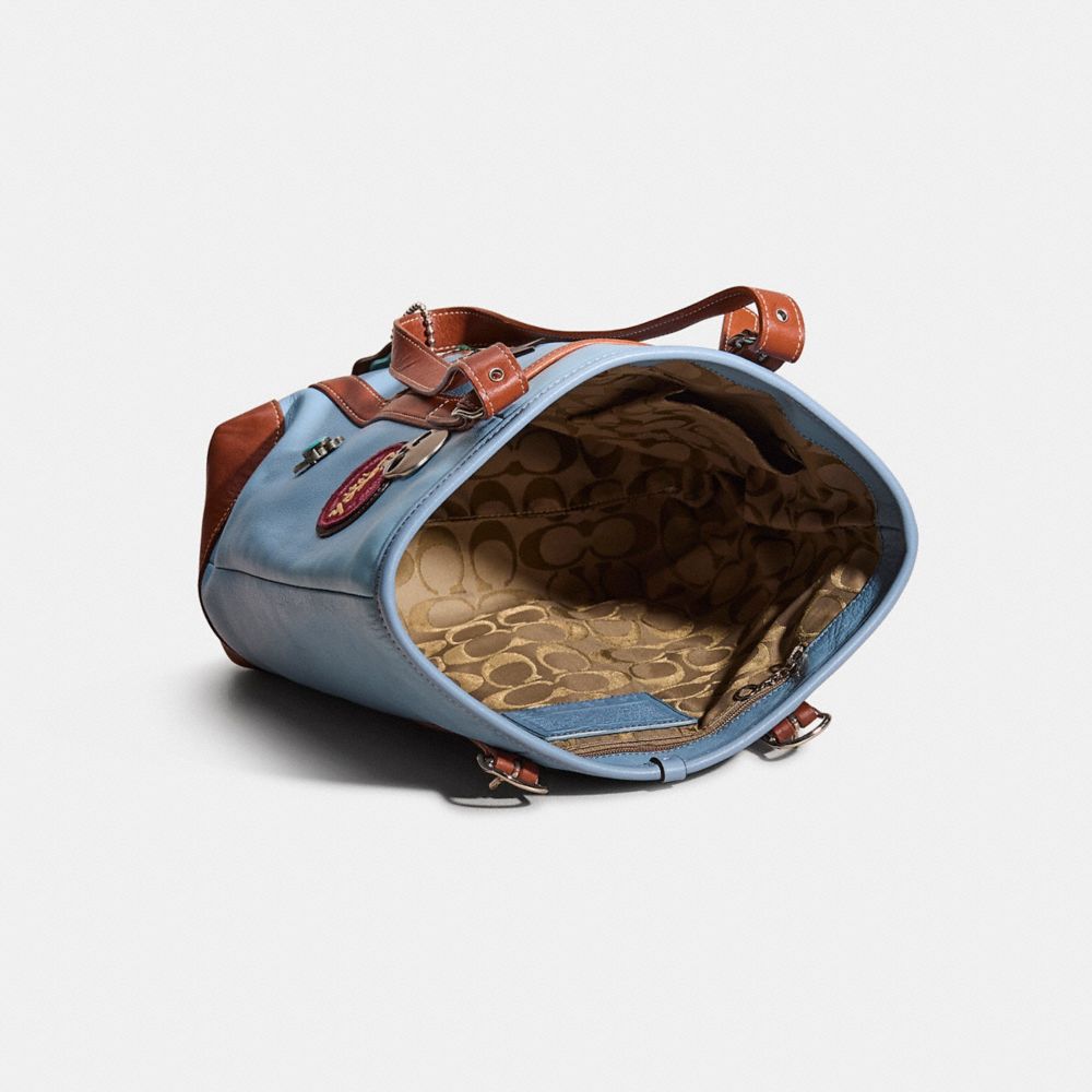 COACH®,Upcrafted Lunch Tote,Leather,Tote,Piping,Metal,Color Block,Set,Casual,Blue,Inside View,Top View