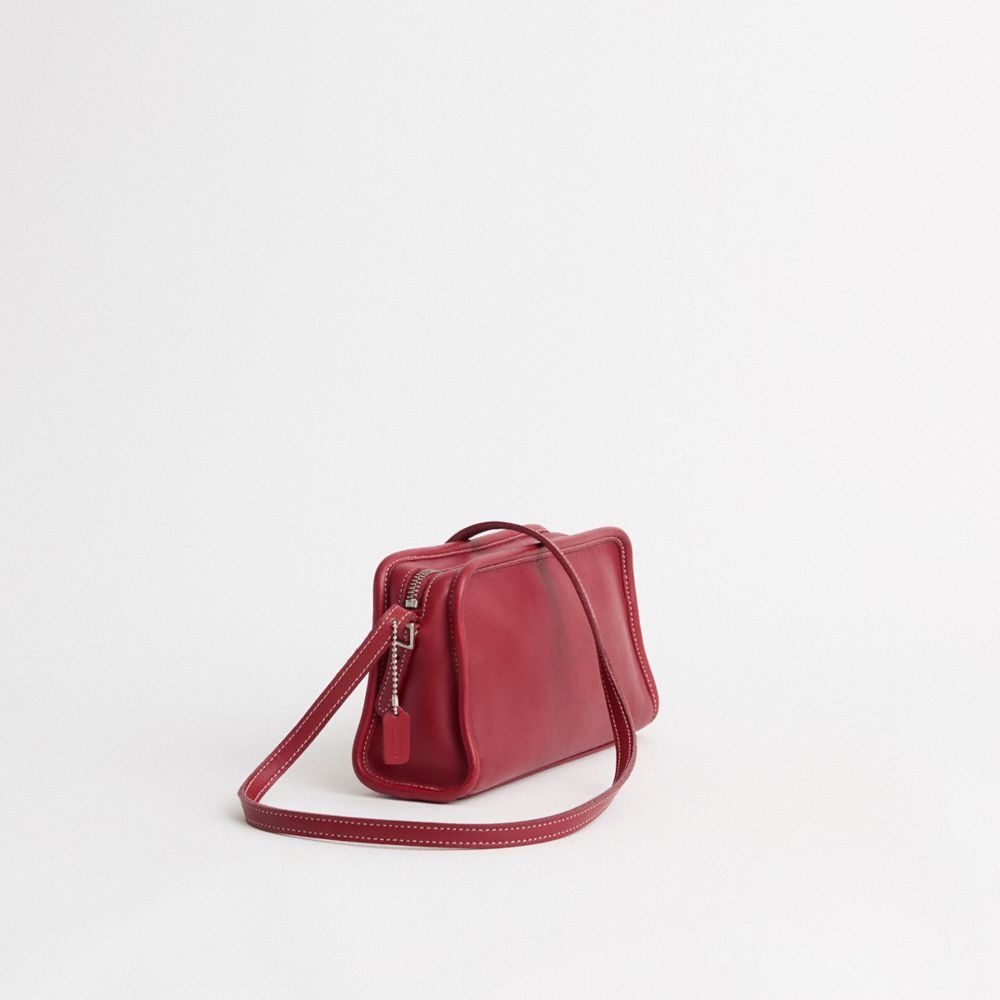 COACH®,Vintage Crossbody Bag,Leather,Crossbody,Logo,Adjustable,Casual,Maroon,Angle View