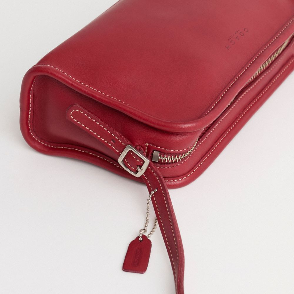 COACH®,Vintage Crossbody Bag,Leather,Crossbody,Logo,Adjustable,Casual,Maroon,Closer View