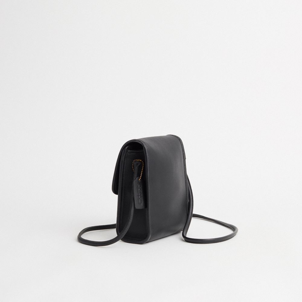 COACH®,Vintage Scooter Bag,Leather,Crossbody,Gold Metal,Casual,Black,Angle View