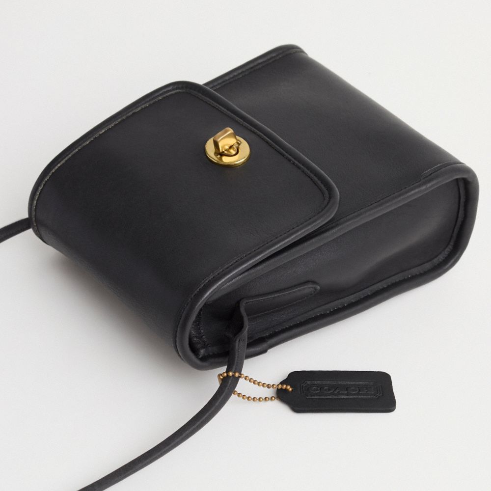 COACH®,Vintage Scooter Bag,Leather,Crossbody,Gold Metal,Casual,Black,Closer View