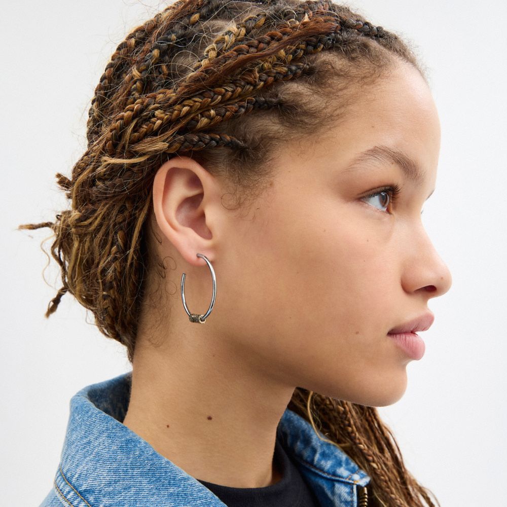 Quilted Signature Bead Large Hoop Earrings