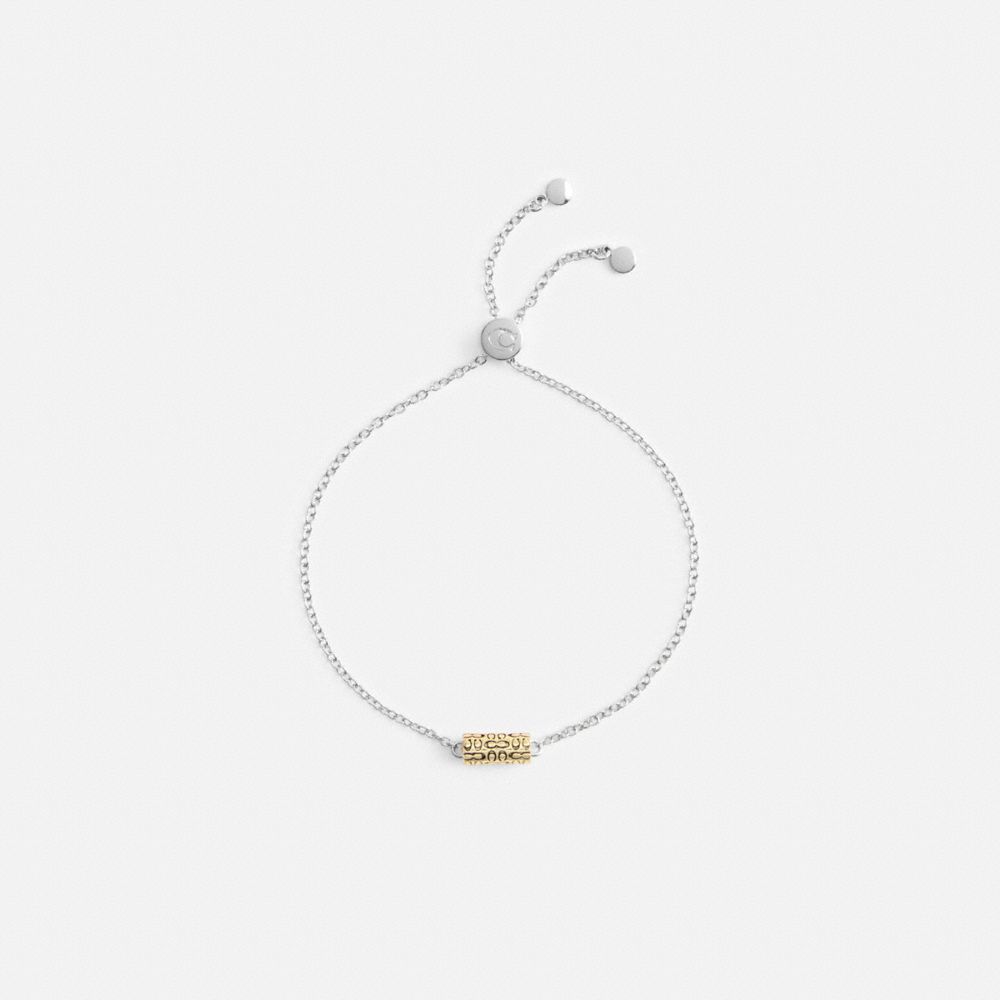 COACH®,Quilted Signature Bead Slider Bracelet,Black,Inside View,Top View