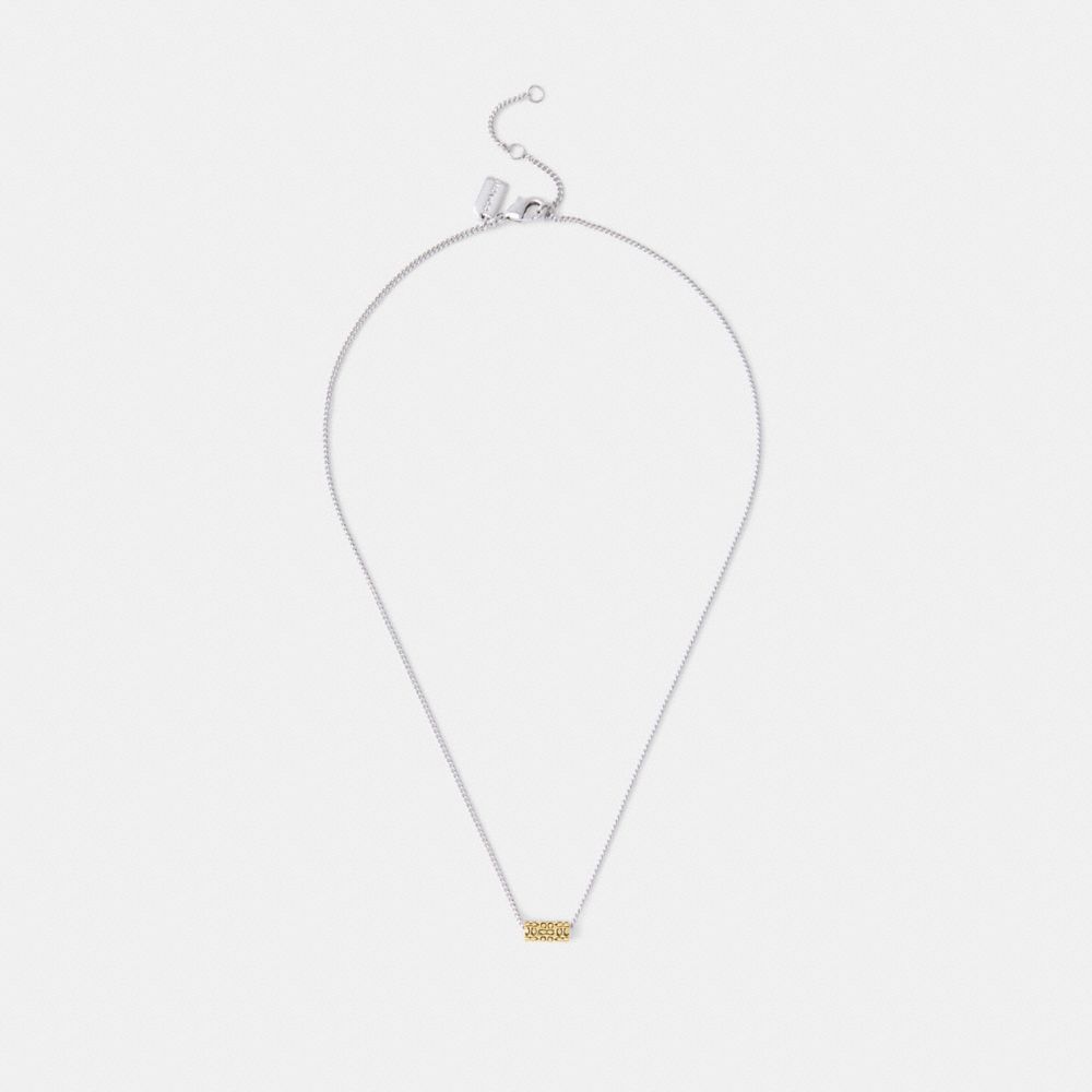 Shop Coach Quilted Signature Bead Pendant Necklace In Gold/silver