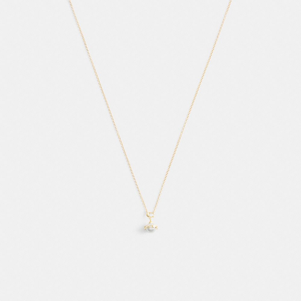 COACH®,Signature Pearl Pendant Necklace,White,Front View