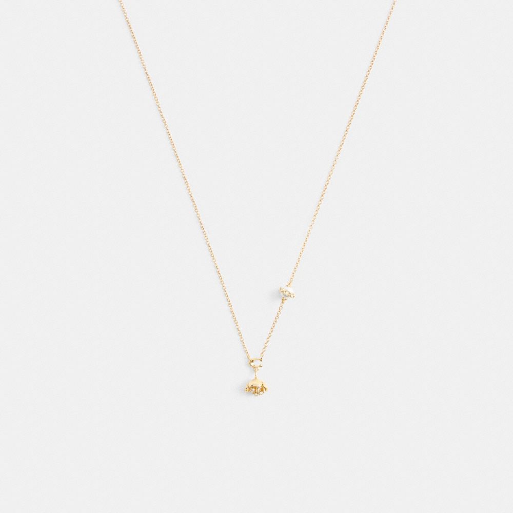 COACH®,Signature Flower Pendant Necklace,Multi Color,Front View