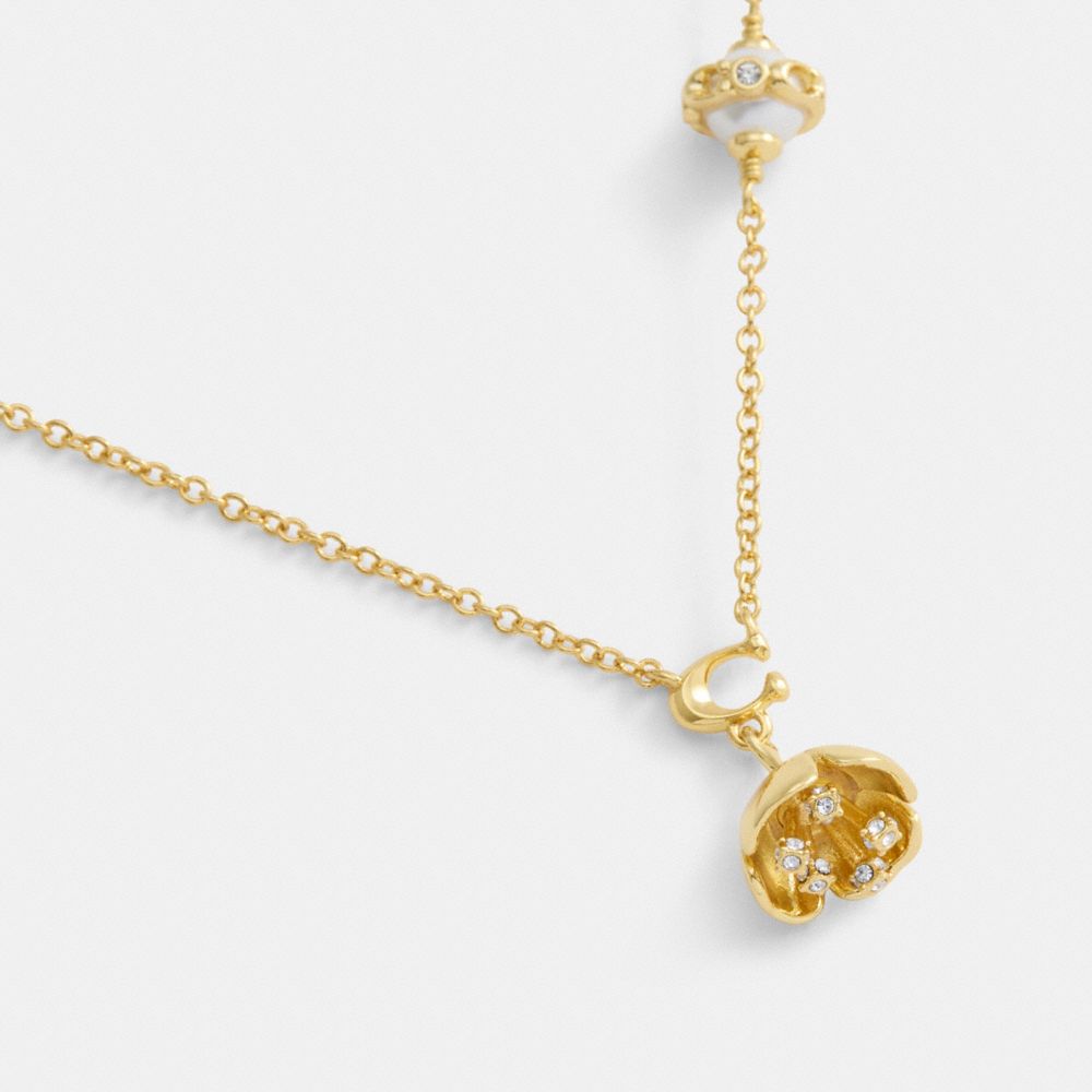 COACH®,Signature Flower Pendant Necklace,Multi Color,Alternate View
