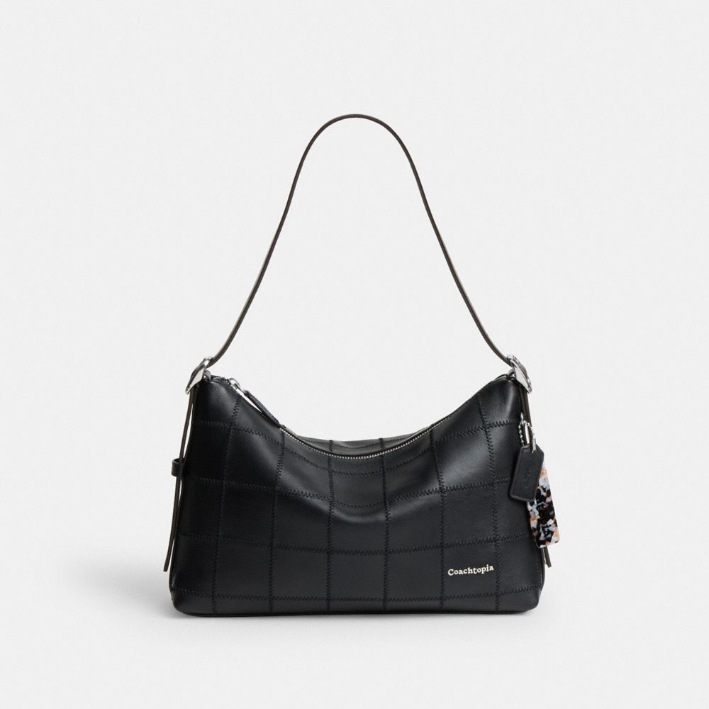 COACH®,Alter/Ego Shoulder Bag In Checkerboard Upcrafted Leather,Black,Front View