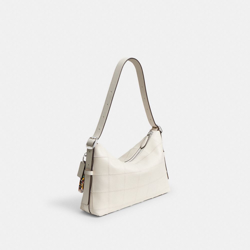 COACH®,Alter/Ego Shoulder Bag In Checkerboard Upcrafted Leather,White,Angle View