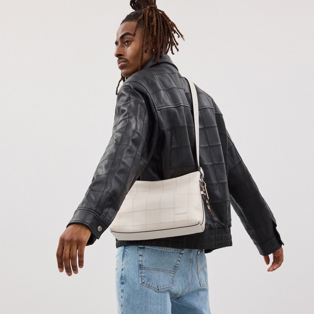 COACH®,Alter/Ego Shoulder Bag In Checkerboard Upcrafted Leather,White,Detail View