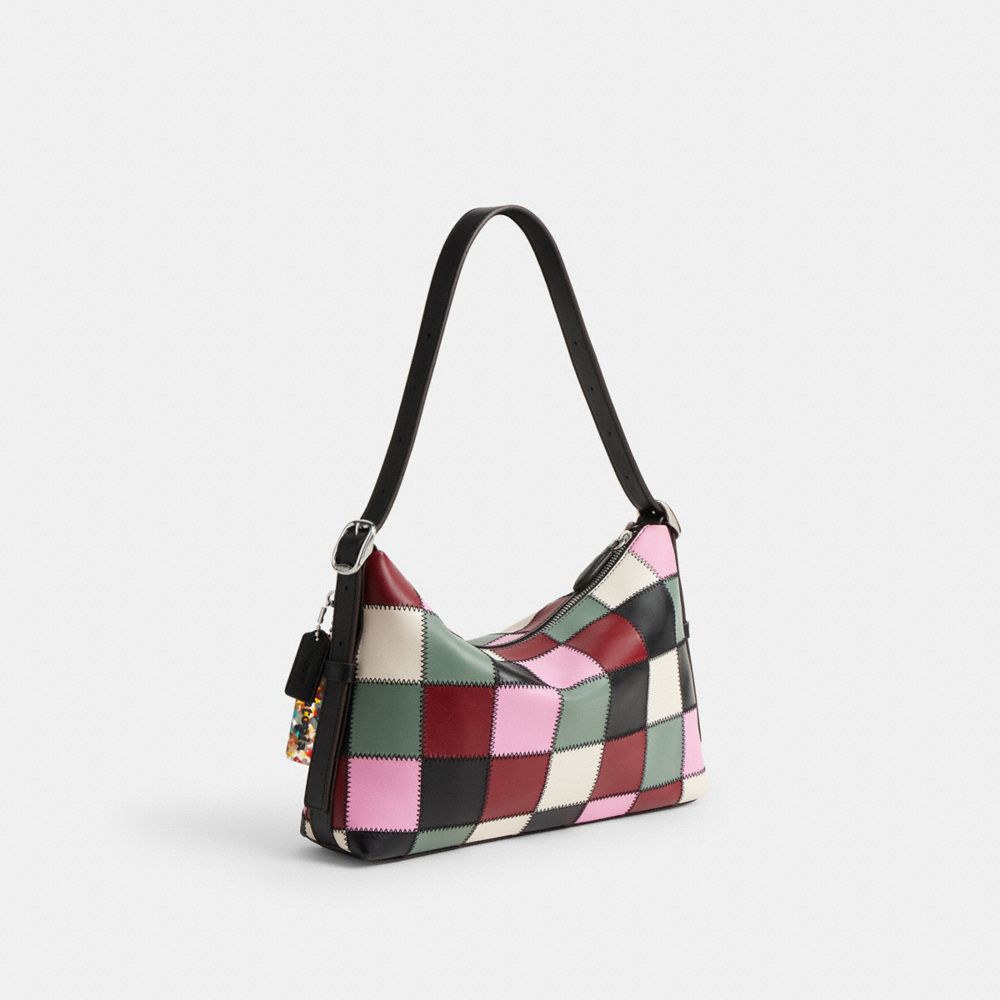 COACH®,Alter/Ego Shoulder Bag In Checkerboard Upcrafted Leather,Recycled Polyester,Leather,Hobo,Embossed,Logo,Word Embelli...,,Angle View