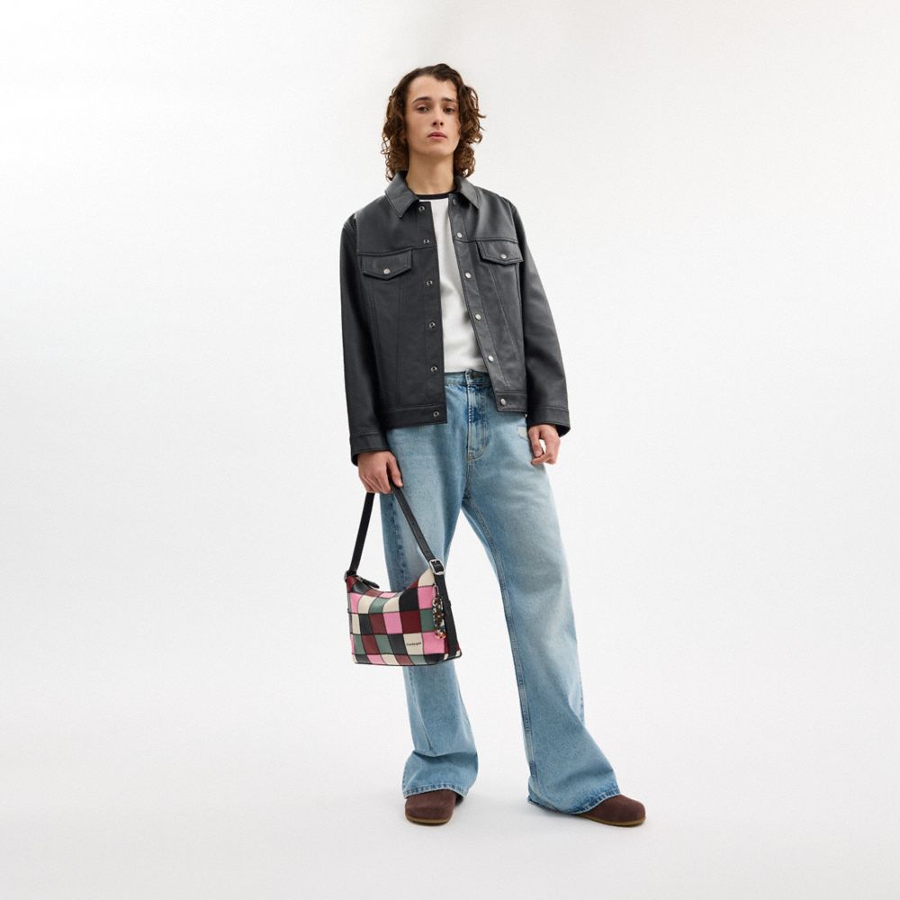 COACH®,Alter/Ego Shoulder Bag In Checkerboard Upcrafted Leather,Recycled Polyester,Leather,Hobo,Embossed,Logo,Word Embelli...,,Detail View