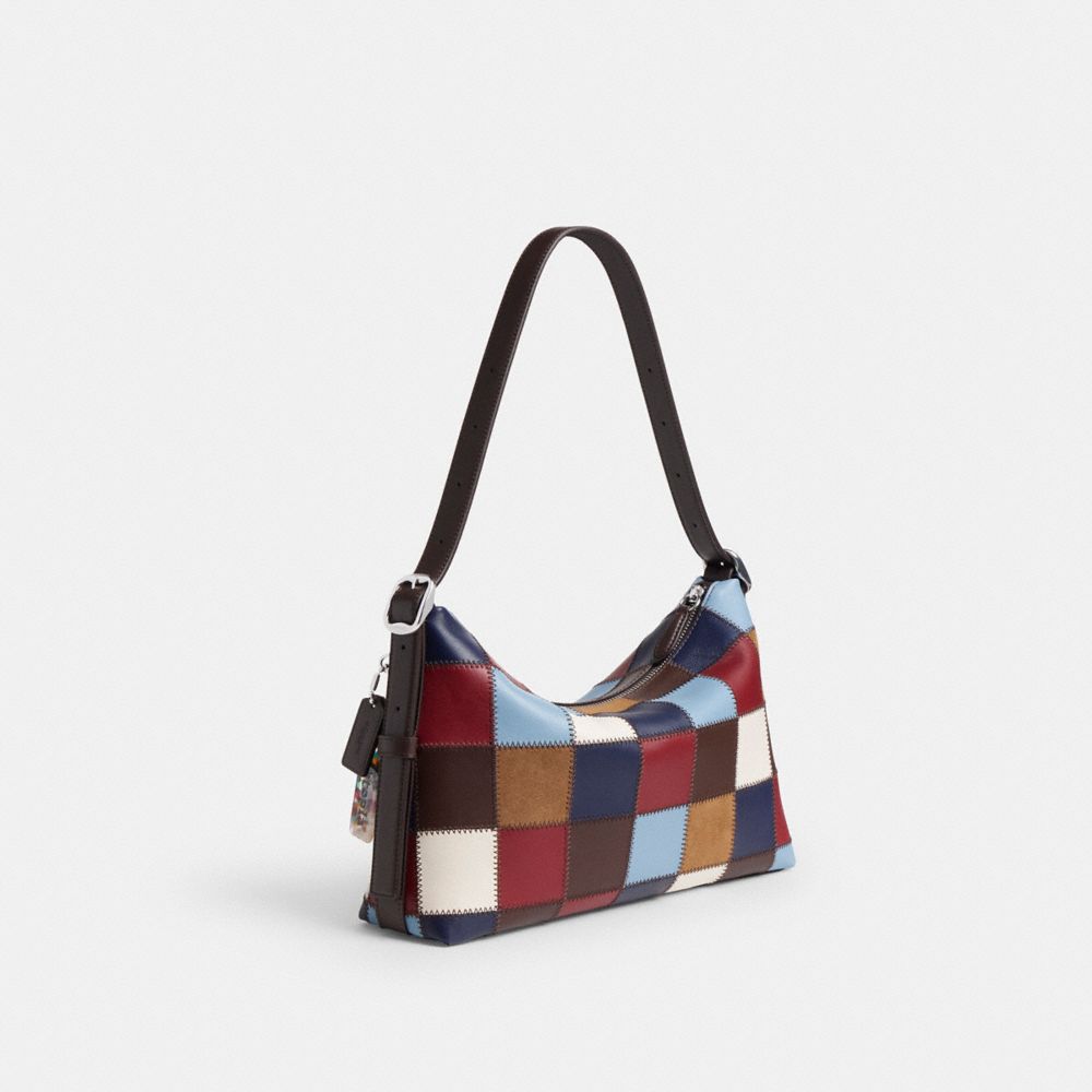 COACH®,Alter/Ego Slouchy Shoulder Bag In Upcrafted Leather,Leather,Shoulder Bag,Patchwork,Logo,Adjustable,Vegan,Casual,Multi Color,Angle View