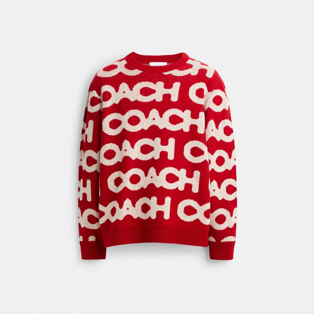 Coach Allover Crewneck Sweater In Gold
