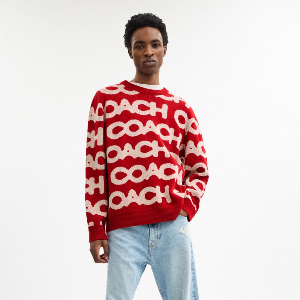 COACH®,Coach Allover Crewneck Sweater,,Scale View