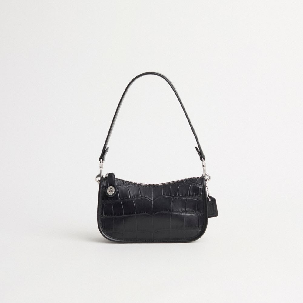 COACH®,Restored Swinger Bag 20,Black,Front View