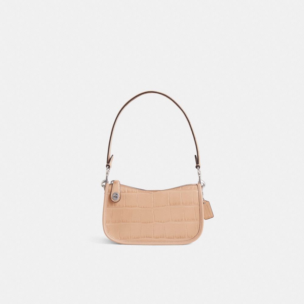 COACH®,Restored Swinger Bag 20,Leather,Shoulder Bag,Silver Metal,Day Party,Casual,,Front View