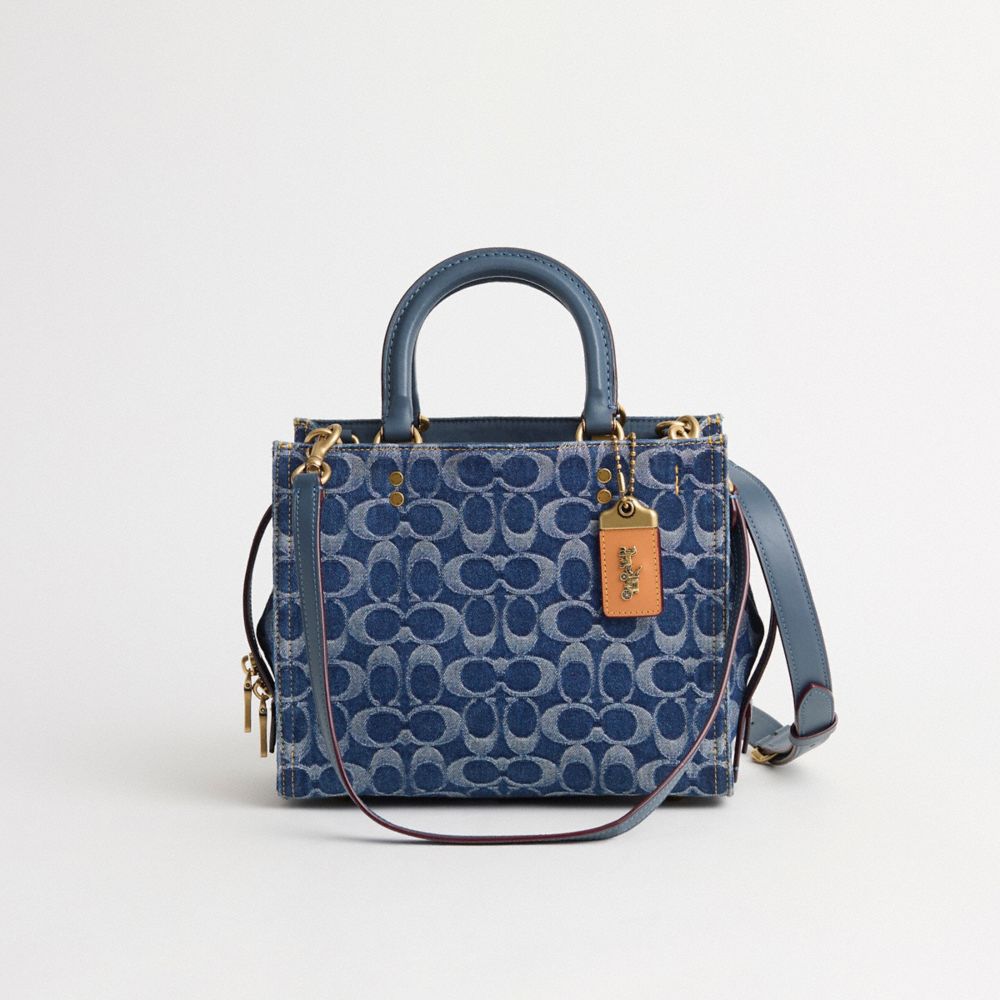 COACH®,Restored Rogue Bag 25 In Signature Denim,,Front View