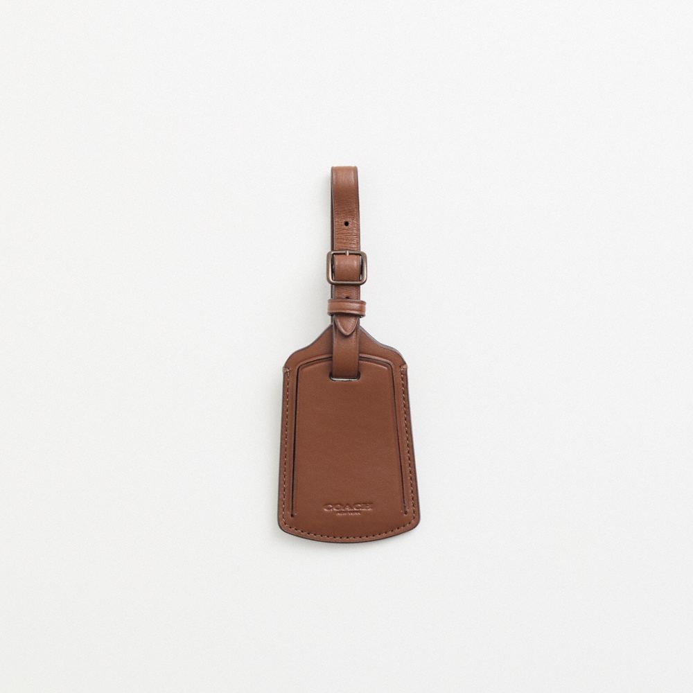 COACH®,Restored Luggage Tag,Leather,Luggage Tag,Stitching,Logo,,Front View