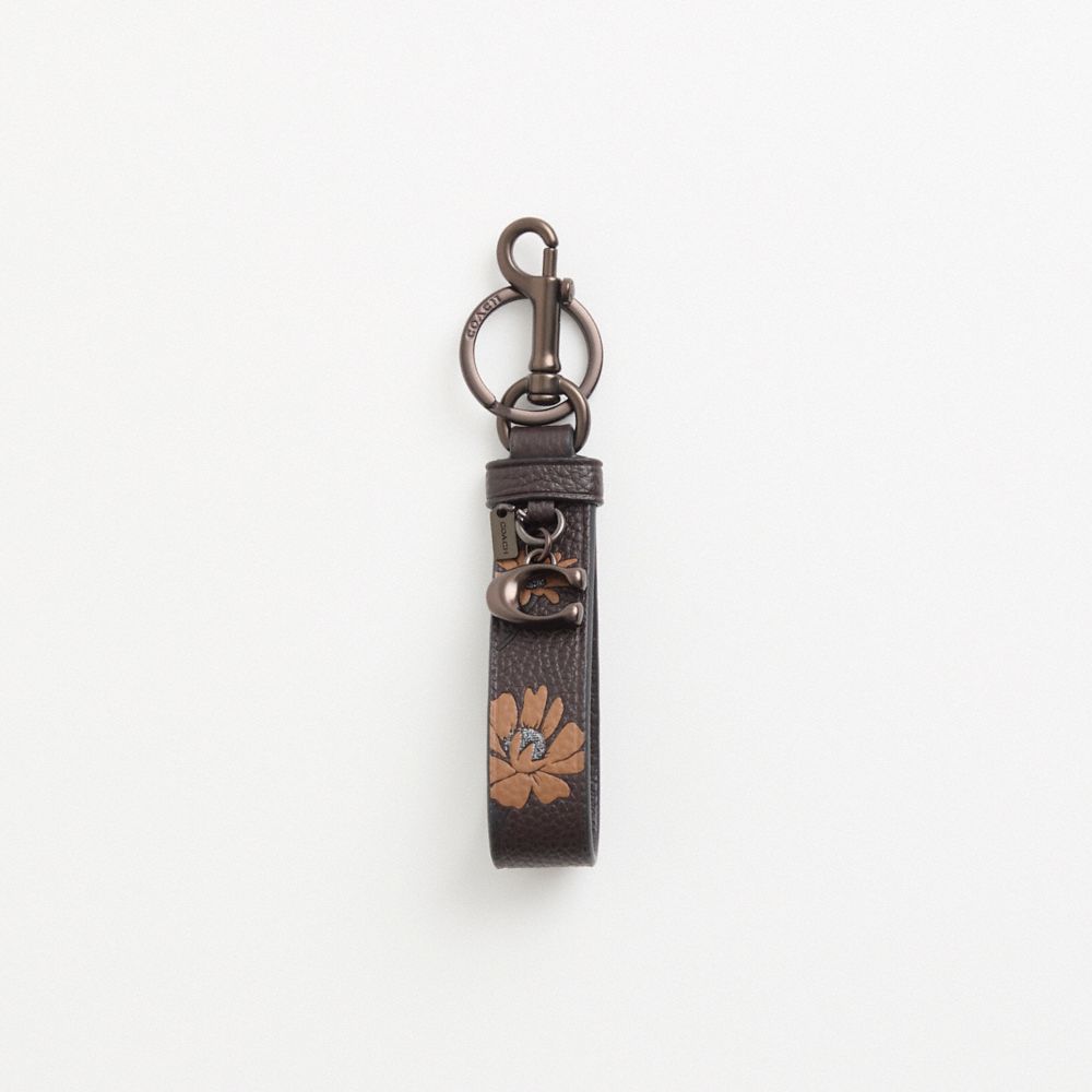 Coach Restored Loop Bag Charm With Floral Print In Pewter/multi