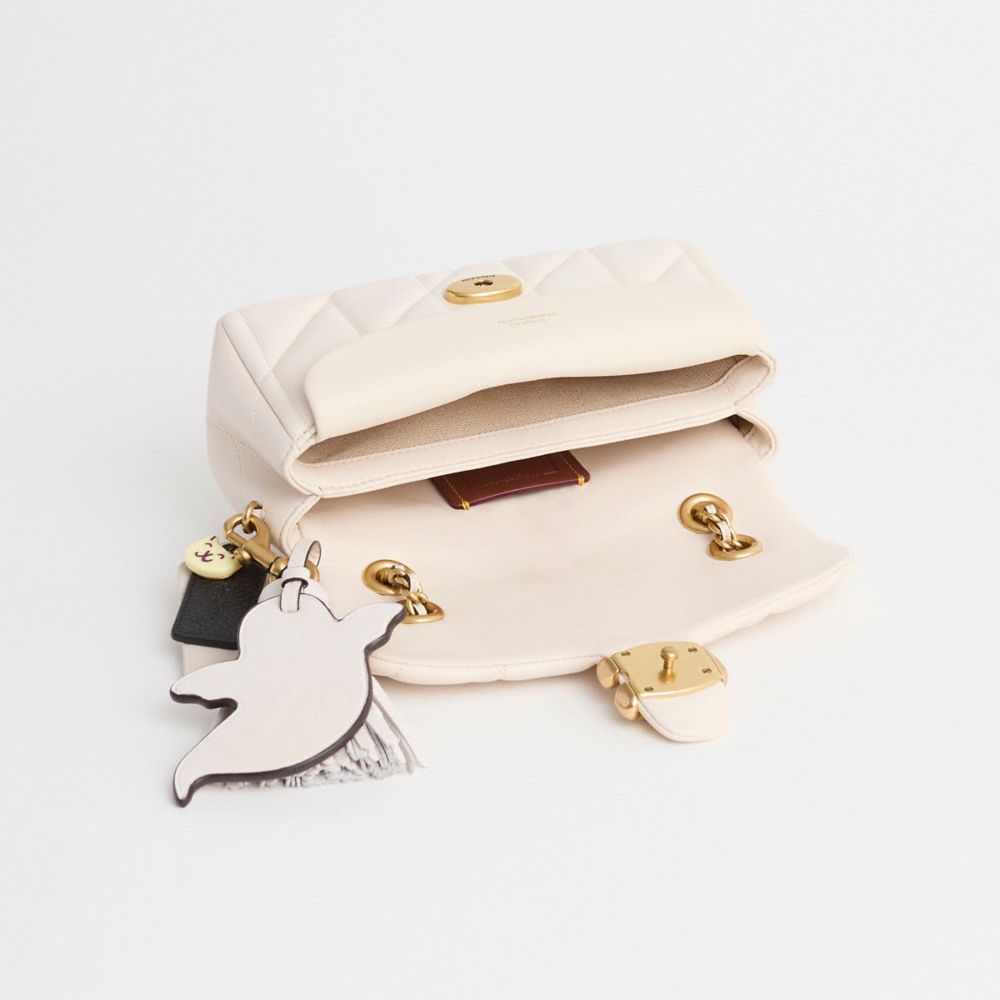 COACH®,Upcrafted Tabby Shoulder Bag 26 With Quilting,Leather,Crossbody,Logo,Compact,Set,Gold Metal,Day Party,Casual,Cream,Inside View,Top View