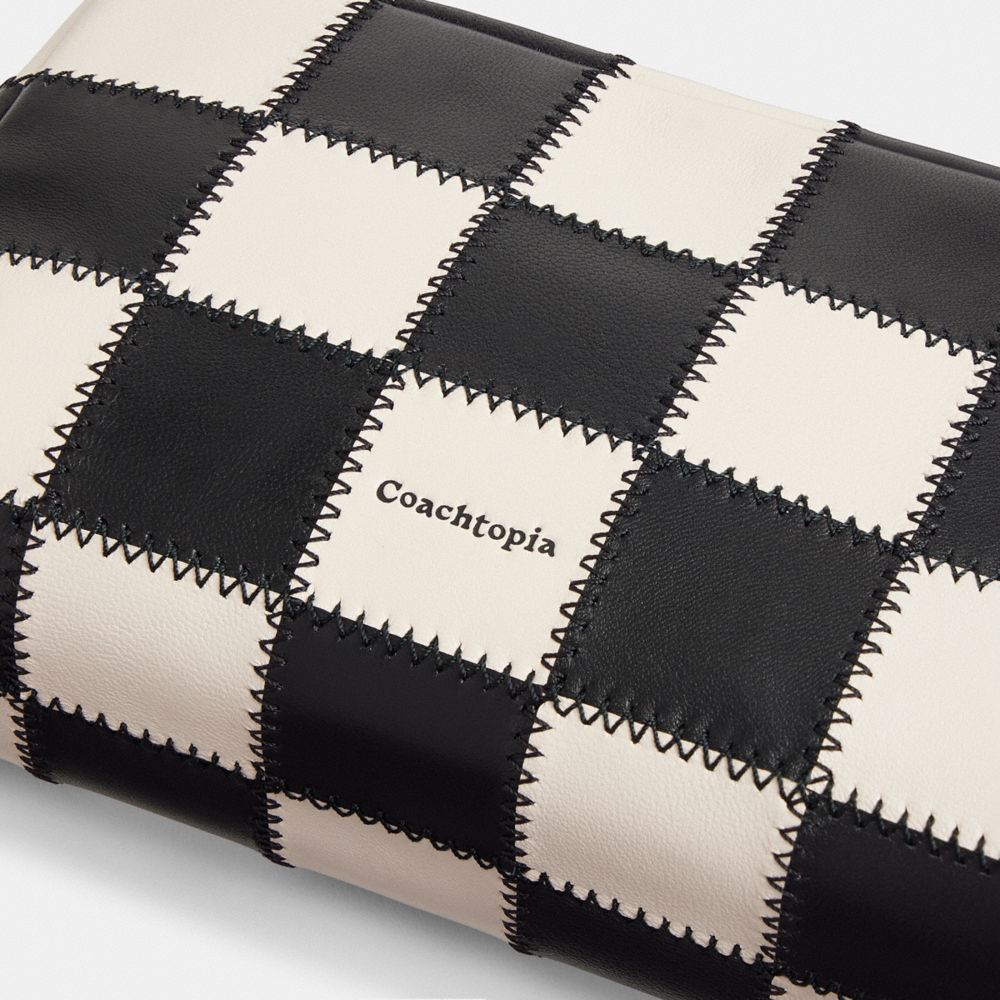 COACH®,Cosmetic Pouch In Checkerboard Upcrafted Leather,,Closer View