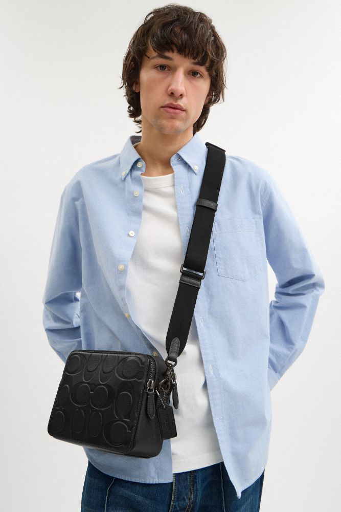 COACH®,Charter Crossbody Bag 24 In Maxi Signature Leather,Black