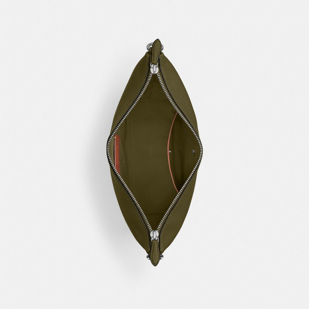 COACH®,SAC MESSENGER ZIPPÉ SUR LE DESSUS,Cuir galet,Olive,Inside View,Top View