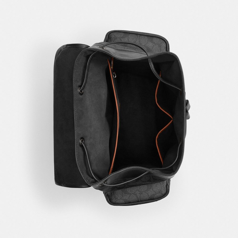 COACH®,Hitch Backpack In Signature Canvas With Patches,,Inside View,Top View
