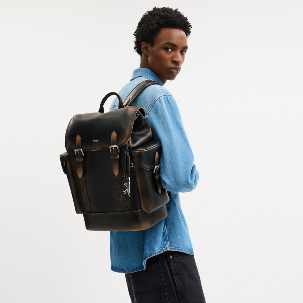 COACH®,Hitch Backpack In Loved Leather,,Detail View