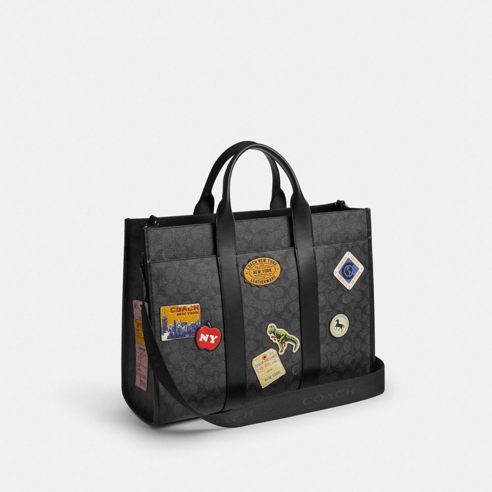 Мужские сумки Coach Wesley Tote In Signature Canvas With Patches — фото 2