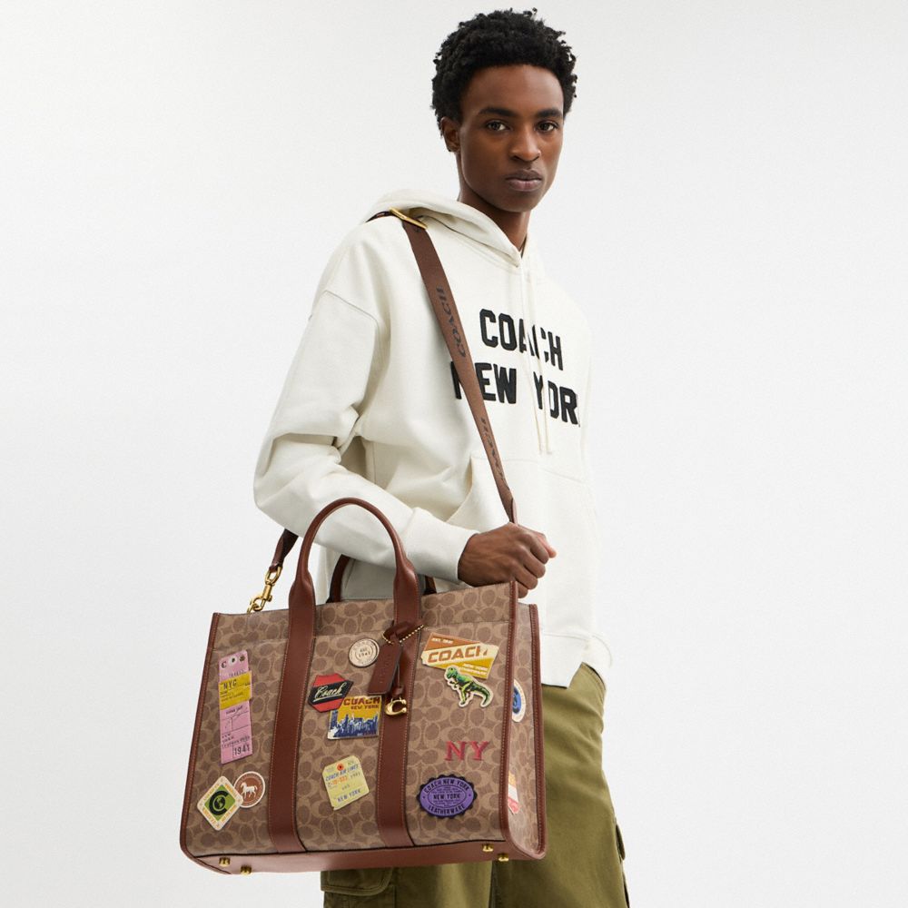 COACH®,Wesley Tote In Signature Canvas With Patches,,Detail View