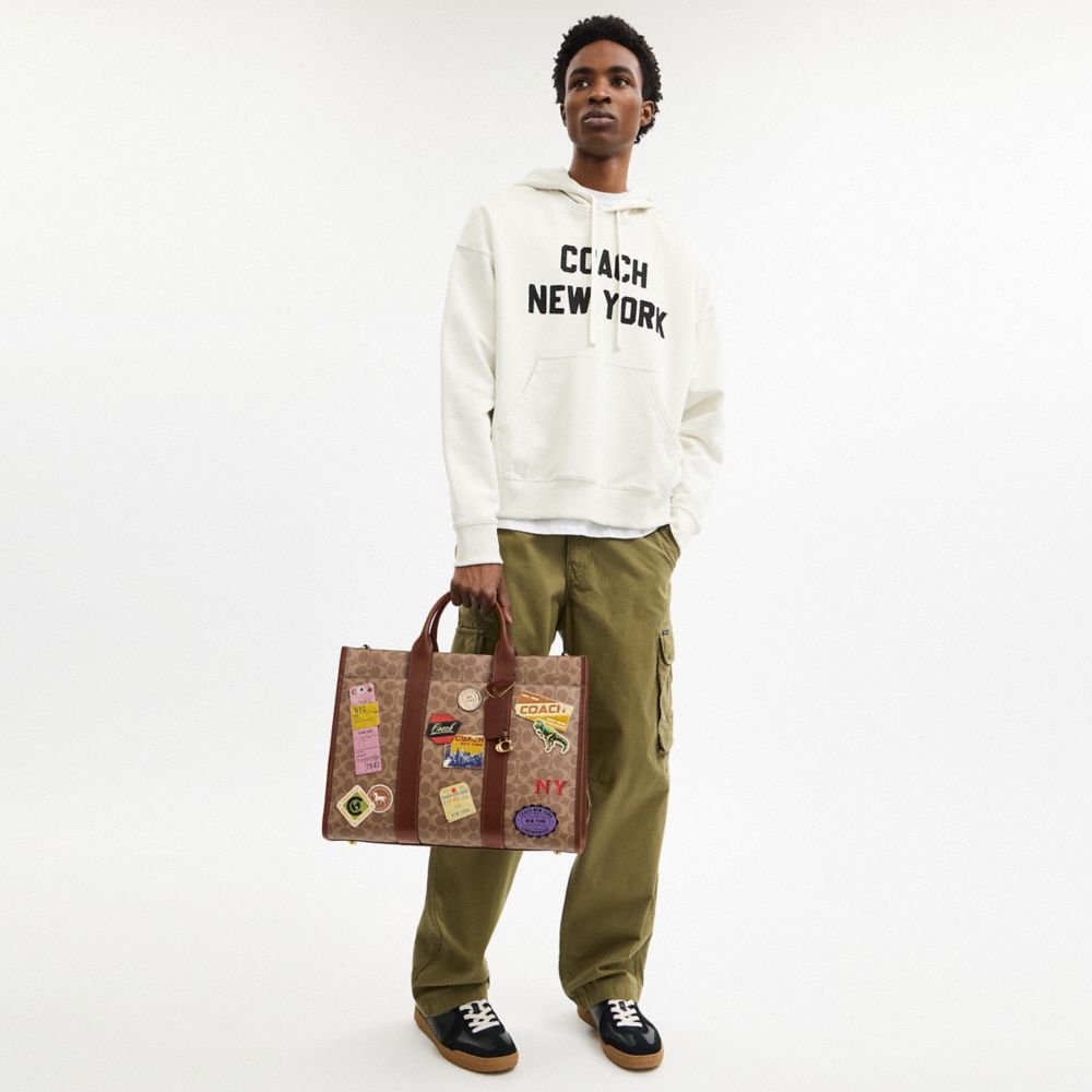 COACH®,Wesley Tote In Signature Canvas With Patches,,Detail View