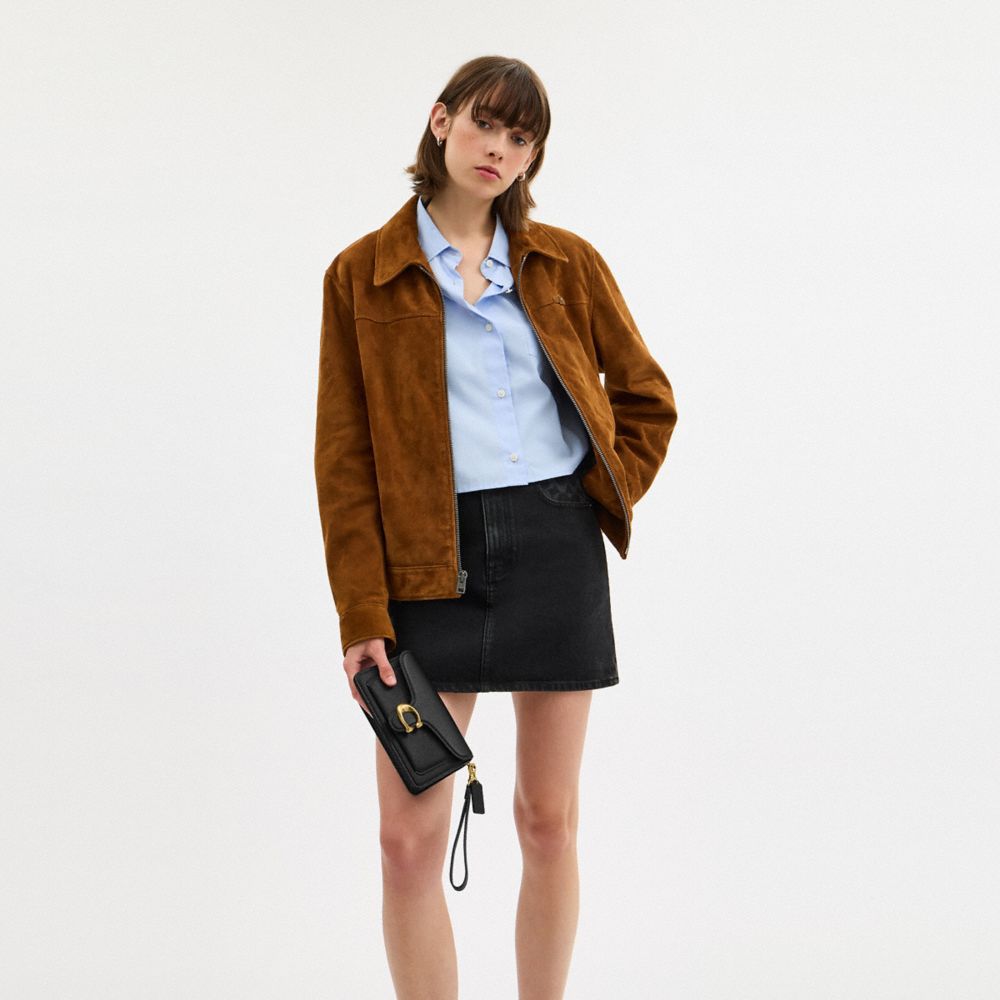 COACH®,Tabby Chain Crossbody Bag 19,Lining Synthetic,Leather,Crossbody,Metal,Logo,Brass,Day Party,Black,Detail View