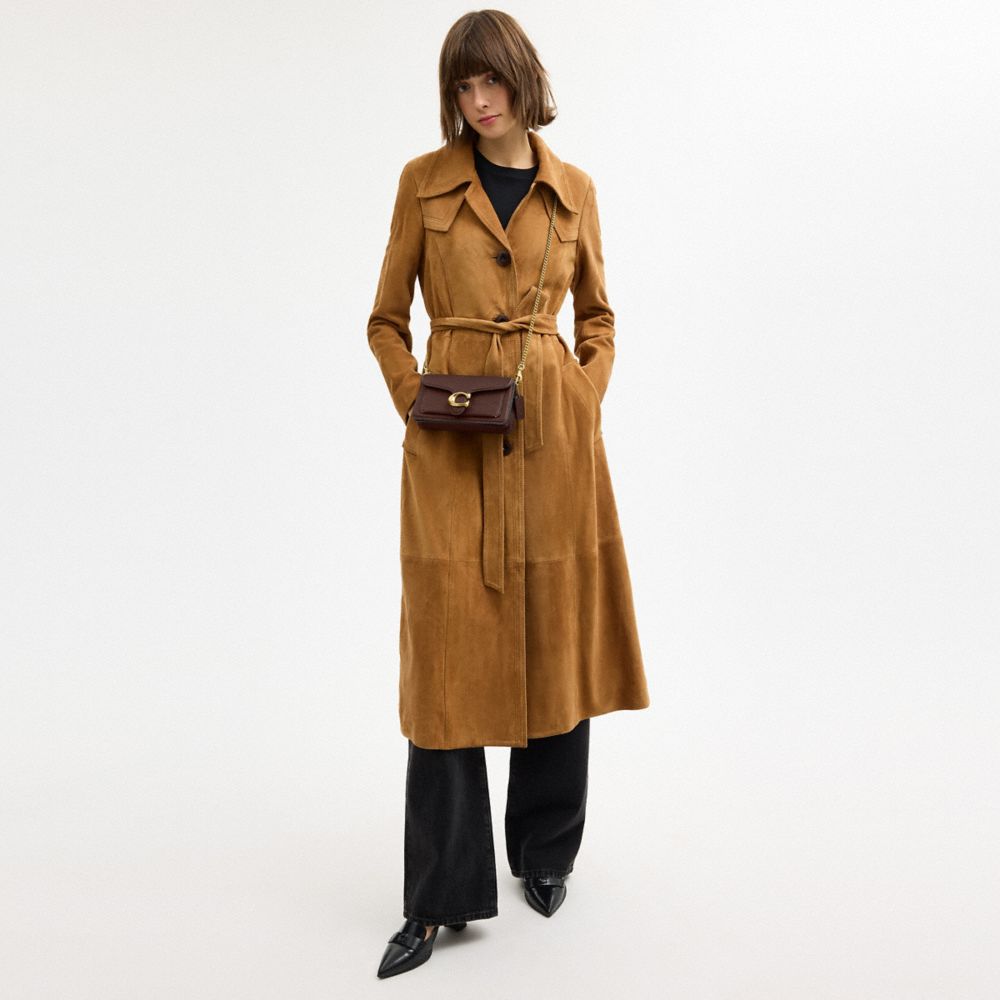 COACH®,Tabby Chain Crossbody Bag 19,Lining Synthetic,Leather,Crossbody,Metal,Logo,Brass,Day Party,Brown,Detail View