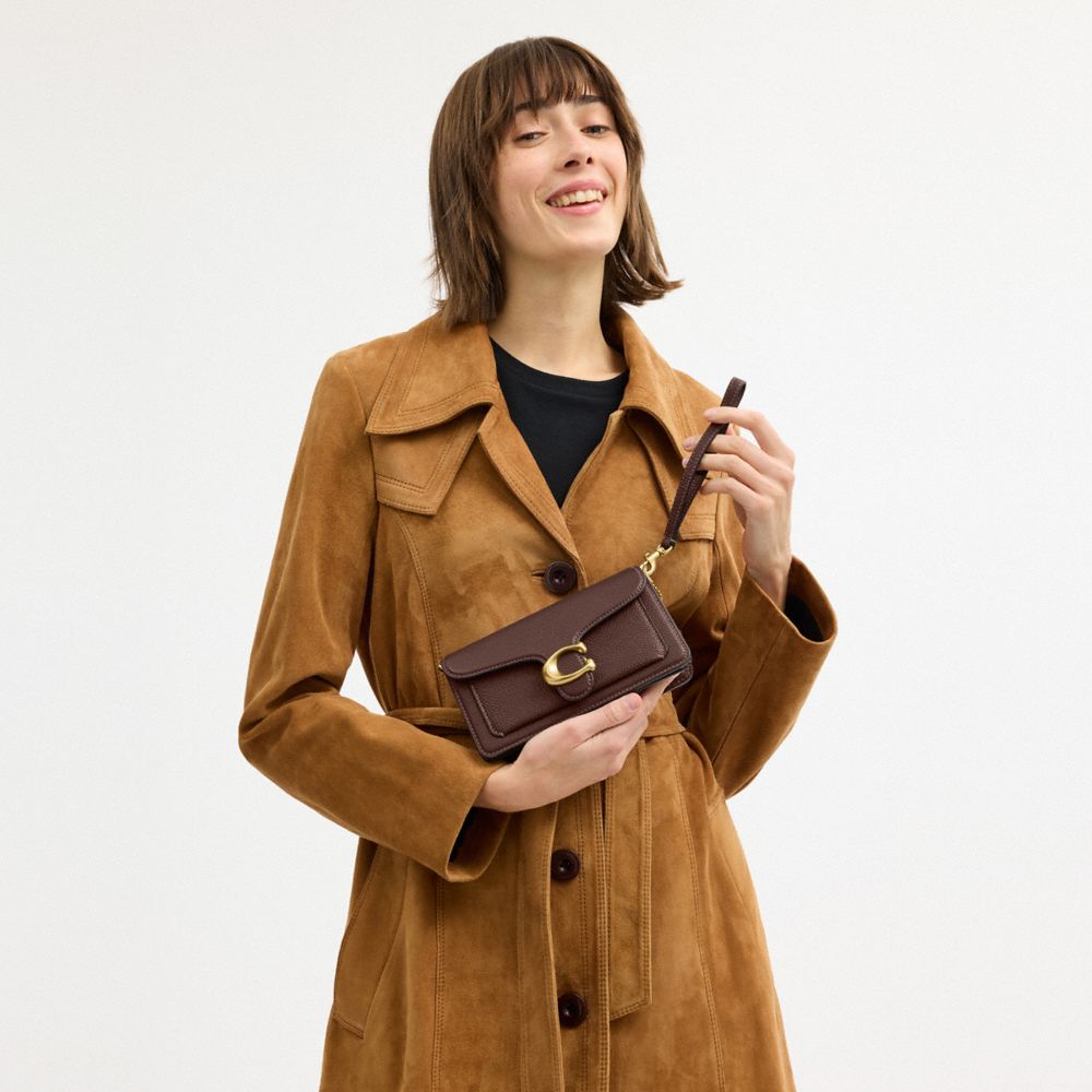 COACH®,Tabby Chain Crossbody Bag 19,Lining Synthetic,Leather,Crossbody,Metal,Logo,Brass,Day Party,Brown,Detail View