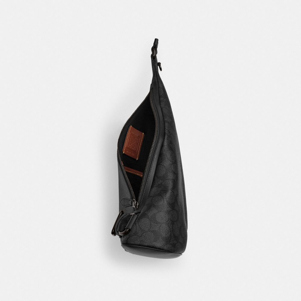 COACH®,Triangle Sling Bag In Signature Canvas,,Inside View,Top View