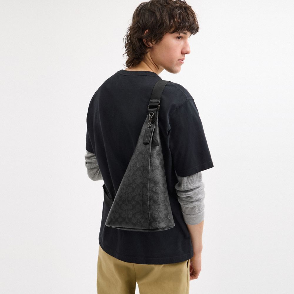 COACH®,Triangle Sling Bag In Signature Canvas,,Detail View