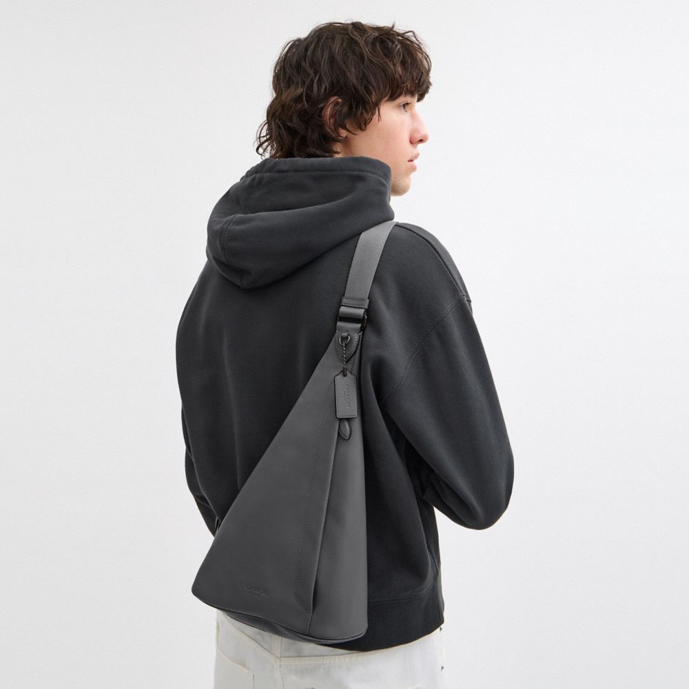 COACH®,Triangle Sling Bag,Gray,Detail View