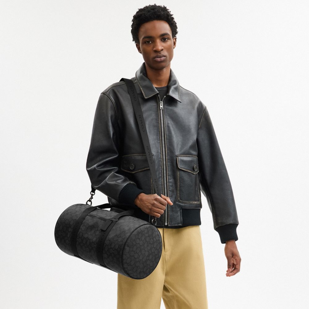 COACH®,Theo Duffle In Signature Jacquard,,Detail View