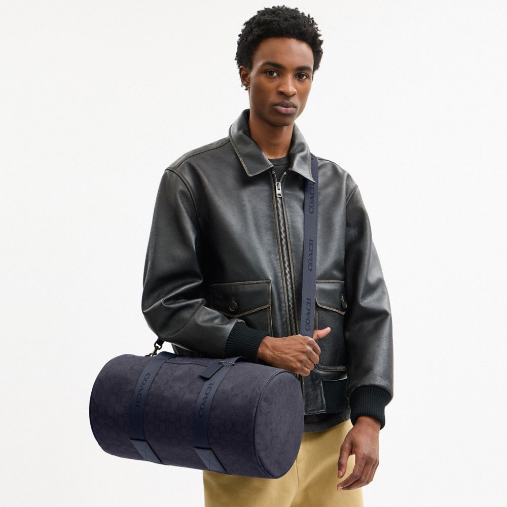 COACH®,Theo Duffle In Signature Jacquard,,Detail View