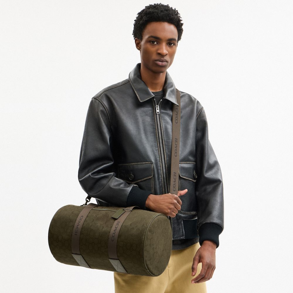 COACH®,Theo Duffle In Signature Jacquard,,Detail View