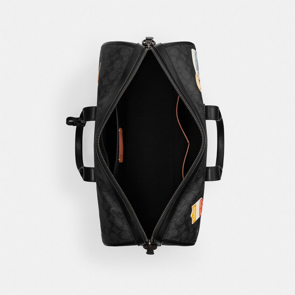 COACH®,Gotham Duffle Bag 45 In Signature Canvas With Patches,,Inside View,Top View