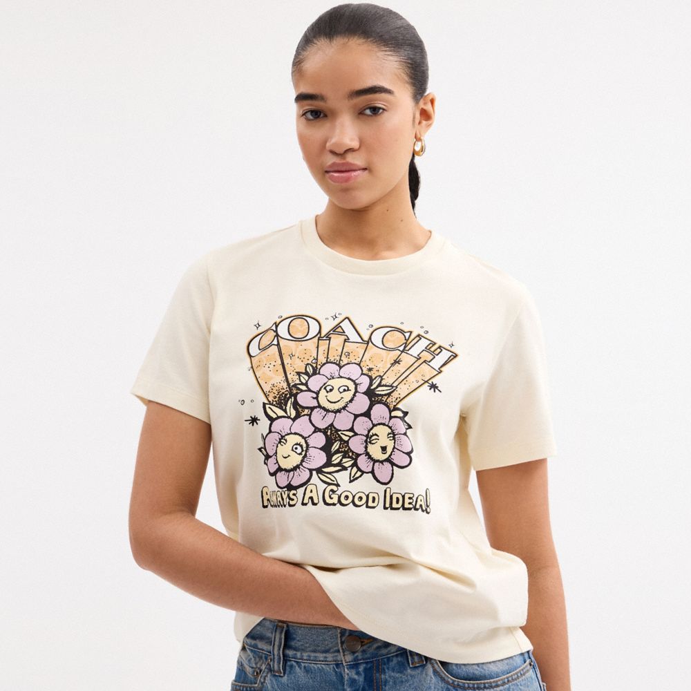 COACH®,Play Daisy Classic T Shirt In Organic Cotton,,Detail View