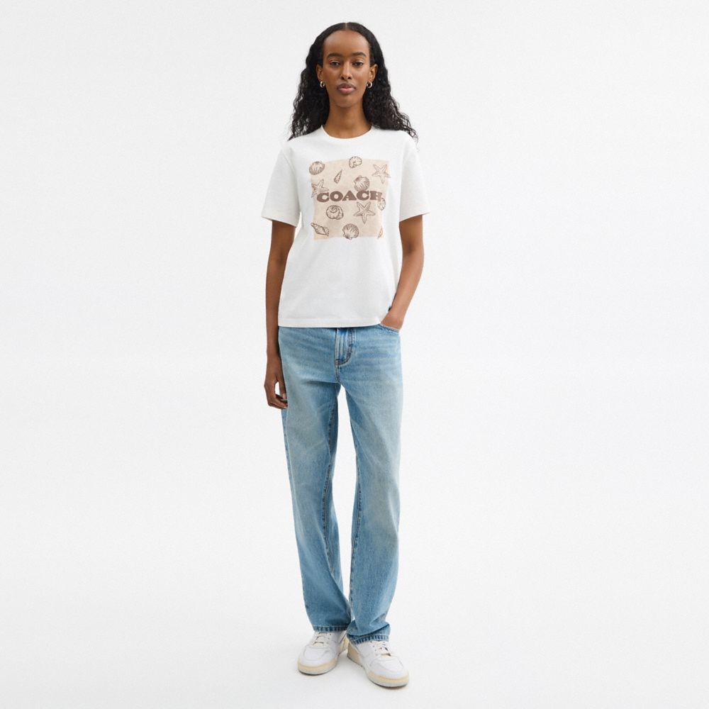 COACH®,Shell Signature Square Classic T Shirt In Organic Cotton,,Scale View