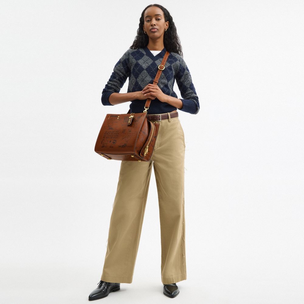 COACH®,Coach X Peanuts Rogue Bag With Newspaper Print,
