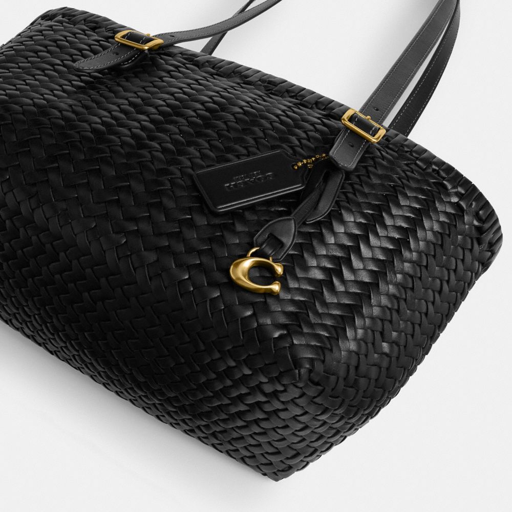 COACH®,Woven Swing Tote Bag,,Outsole View