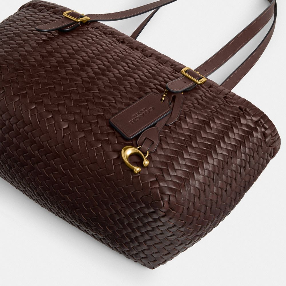 COACH®,Woven Swing Tote Bag,,Outsole View